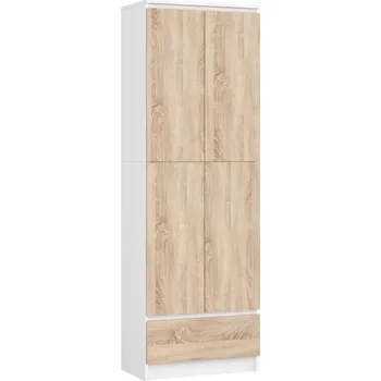 Policová skříň Dvoudveřová skříň se šuplíkem 60 cm VALESTRA - bílá / dub sonoma