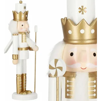 Vánoční ozdoba SPRINGOS Louskáček - Král s žezlem 30,5cm zlatý, vánoční dekorace