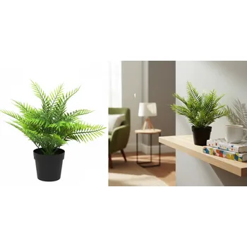 umělá květina Květina PAPRAK silikonová PE v květináči výška 27 cm ZELENÁ