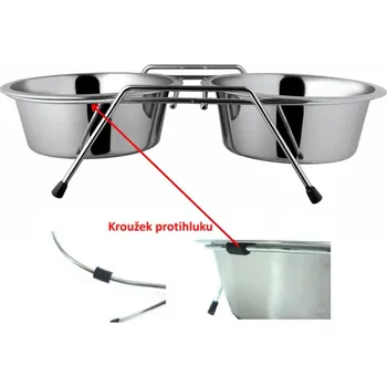 Miska pro psa Dvojmiska nerez se stojánkem 2 x 0,25 l