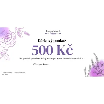 Dárkový potravinový koš BIO Levandule Chodouňská Dárkový poukaz v hodnotě 500 Kč Dárkový poukaz: PDF elektronická verze poukazu