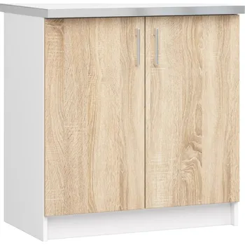 Kuchyňská skříňka Dolní dvoudveřová skříňka TRIVORA - šířka 80 cm, bílá / dub sonoma