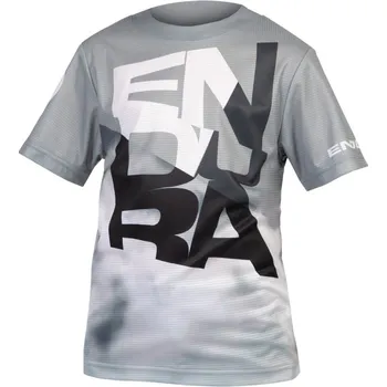 Cyklistické oblečení Dětský dres ENDURA SingleTrack Core Tee Dreich Grey - 122-133 cm