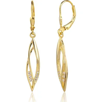 Náušnice Pozlacené stříbrné visací náušnice se zirkony