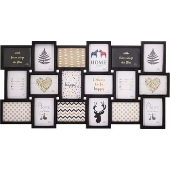 Rám na obraz SPRINGOS Fotorámeček na 18 fotek, 101x52 cm, černý SPRINGOS PANORAMA