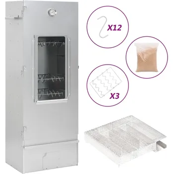 Zahradní gril Grilovací trouba / udírna s generátorem kouře pozinkovaná ocel 3200762