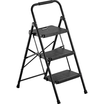 Železářství Vevor Skládací 3-stupňový ocelový žebřík s protiskluzovými nášlapy, 272 kg