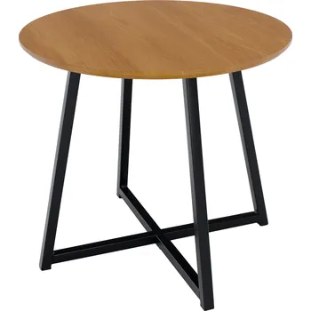 Jídelní stůl Kompaktní příruční stolek MDF a kov, dub/černá, 50x50x45 cm, DELIK