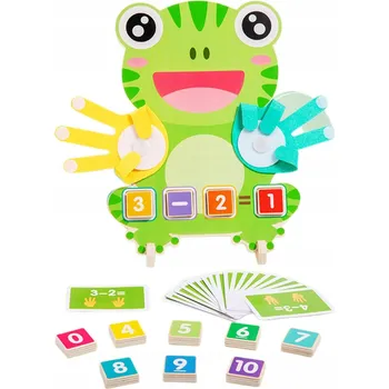 Dřevěná hračka Dřevěná žabka Montessori pro výuku počítání – učení hrou pro děti