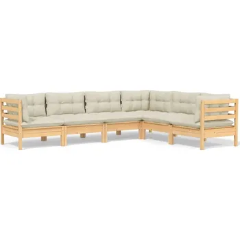 Zahradní nábytek z dřeva VidaXL, béžový, 6 ks