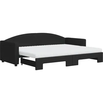 Pohovka Černá pohovka s funkcí spaní 223x90x75 cm, rozkládací, 2 matrace 80x200 cm