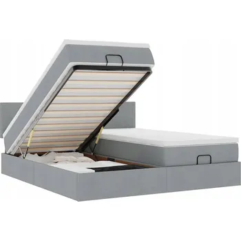 Postel VidaXL Rám postele Otomana s matracemi, šedá, 200 x 200 cm, látka