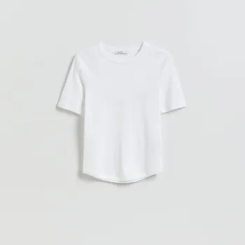 Dámské tričko Reserved - Bavlněné tričko - bílá - 439KL-00X - 439KL-00X-XS