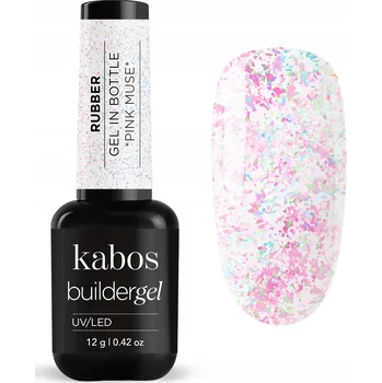 Lak na nehty Kabos Stavební gel kaučukový Rubber Gel v lahvičce UV/LED růžový s částečkami 12g