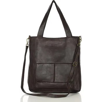 Kabelka Marco Mazzini Dámská shopper taška A4 přírodní kůže s kapsami MAZZINI; hnědá káva