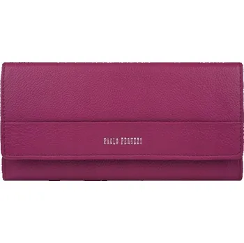 Peněženka Dámská kožená peněženka růžová velká horizontální s ochranou RFID Paolo Peruzzi