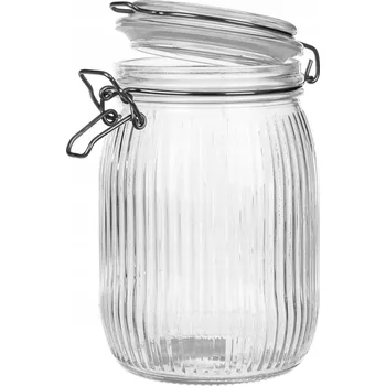 Sklenice ZAVAŘOVACÍ SKLENICE SKLENICE S HERMETICKOU SPONOU KULATÝ NÁDOBA WEK 950 ml