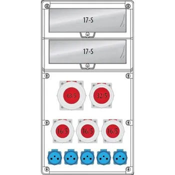 Rozvaděč Pawbol zásuvková rozvodnice R-BOX 740 (1x63A/5, 1x32A/5, 3x16A/5, 5x230V), B.18.740-4
