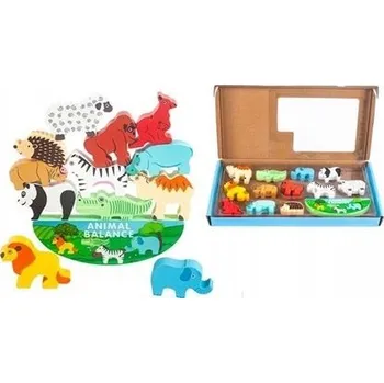 Dřevěná hračka Skládačka Ikonka KX5137 vyvažující safari zvířata dřevěná