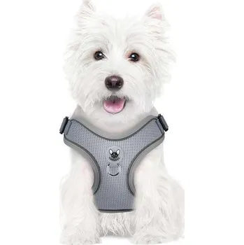 Postroj pro psa Postroj pro psa s vodítkem, vycházkový, reflexní, nastavitelný, měkký, velikost M, šedý