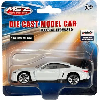 auto na autodráhu MSZ BMW M4 GT3 BÍLÝ 1:64 82216 NOVÝ MODEL KOVOVÝ