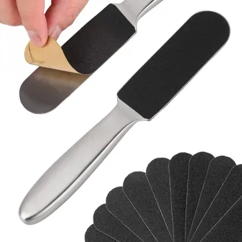 Pilník na pedikúru s 10 vyměnitelnými vložkami 21,5 cm kovový stříbrný