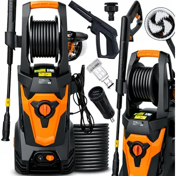 Vysokotlaký čistič TLAKOVÁ MYČKA 200 BARŮ VÝKONNÁ HLINÍKOVÁ PUMPA VELKÁ SADA NAVIJÁK AŽ 5M