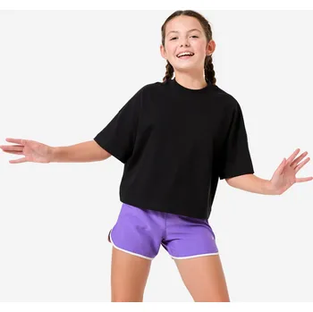 Dívčí oblečení DECATHLON Dívčí tričko volného střihu 12 LET ČERNÁ