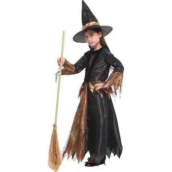 Karnevalový kostým Kostým černý, L 120-130 cm, motiv čarodějnice