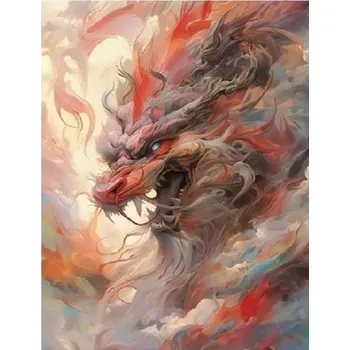Obraz Diamantová Mozaika Drak Červený v Oblacích 30x40 cm Kreativní Diamanty