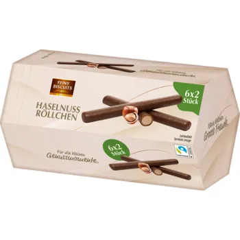 Feiny Biscuits Trubičky s lísko oříškovým krémem 6×25 g 150 g - originál z Německa