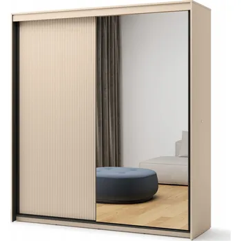 Šatní skříň Skříň Lenart Meble Trend 200 x 222 x 63 cm černá, odstíny béžové skříň se zrcadlem
