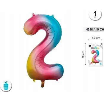 Balónek Fóliový balónek vícebarevný - číslice 2, 42''/110 cm