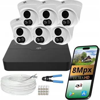 IP kamera IP monitoring sada 6 kopulovitých kamer 8Mpx 4K PoE DVS Záznamník se zvukem