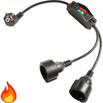 Napájecí kabel PRODLUŽOVACÍ KABEL Zahradní prodlužovací kabel 16A IP44, 2 zásuvky, 60 cm, gumový