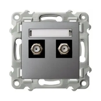 Elektrická zásuvka Anténní zásuvka nástěnná Ospel SAFÍR šedá matná GPA-2ZF/m/70