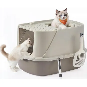 Toaleta pro kočku TOALETA PRO KOČKY UZAMYKATELNÁ S LOPATKOU FEANDREA ŠEDÁ