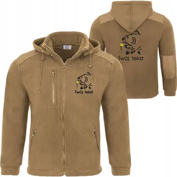 Dámské oblečení Rybářská fleecová mikina zesílená premium coyote s vlastní výšivkou / textem