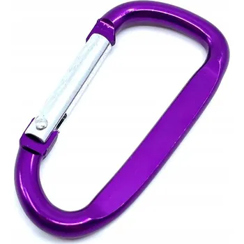 Hliníková karabina typu D 6 x 60mm, fialová / balení 1 ks