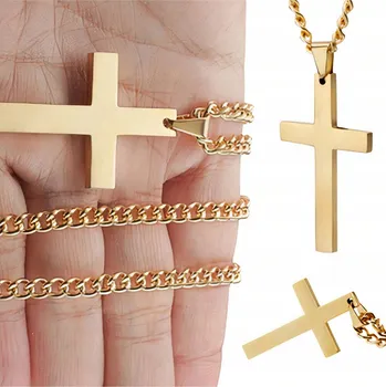 Náhrdelník ZLATÝ NÁHRDELNÍK KŘÍŽEK ŘETÍZEK KŘÍŽEK OCEL