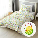 Dětské bavlněné ložní povlečení Sandra SA-074 Žlutá kuřátka Jednolůžko 140x200 a 70x90 cm