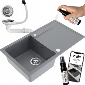 Granitový dřez Jednokomorový granitový dřez Milo Alpha šedý