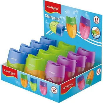 Ořezávátko Ořezávátko KEYROAD Mellow se zásobníkem na 2 tužky mix barev
