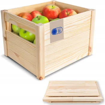 Úložný box Dřevěná bedýnka přírodní krabička truhla velká na ovoce 34,5 x 29,5 cm