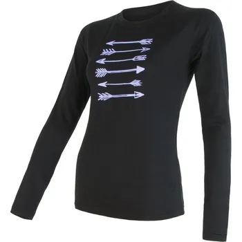 cyklistický dres Dámské triko dl.rukáv SENSOR MERINO ACTIVE ARROWS černá XL