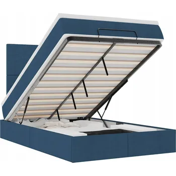 Postel Rám postele otoman s matrací, modrá, 120x190 cm, látka