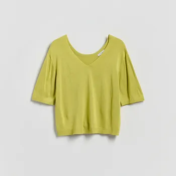 Dámský svetr Reserved - Svetr s viskózou - žlutozelená - 871IP-71X - 871IP-71X-XL