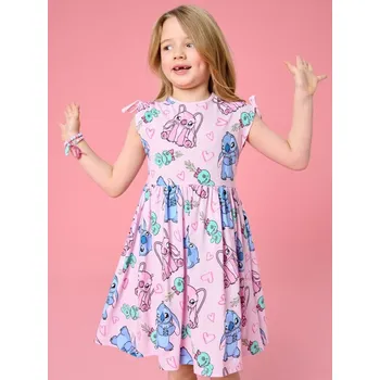 Dívčí oblečení Sinsay - Bavlněné mikinové šaty Lilo & Stitch - pastelová růžová - 383IR-03X - 383IR-03X-122