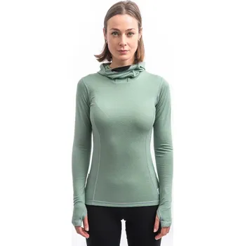 SENSOR MERINO DF dámské triko dl.rukáv s kapucí basil green termoprádlo
