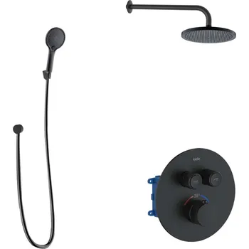 Vodovodní baterie kielle Oudee - Termostatická baterie pod omítku, pro 2 spotřebiče, s příslušenstvím EcoSpare a tělesem, matná černá 20602SPT104